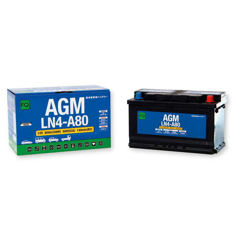 Батарея аккумуляторная FQ LN4A80 80А/ч 800А 12В обратная полярн. стандартные (Европа) клеммы